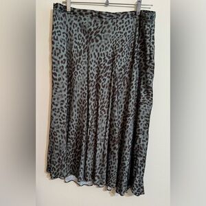 J Jill Animal Print Skirt Sz L Leopard Green And Blk